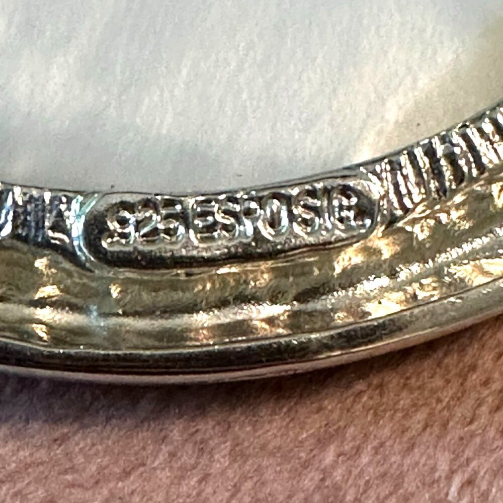 Oval Sterling Silver Snap Pendant By Joseph Esposito Braided Edge Peach Orange - Picture 4 of 6